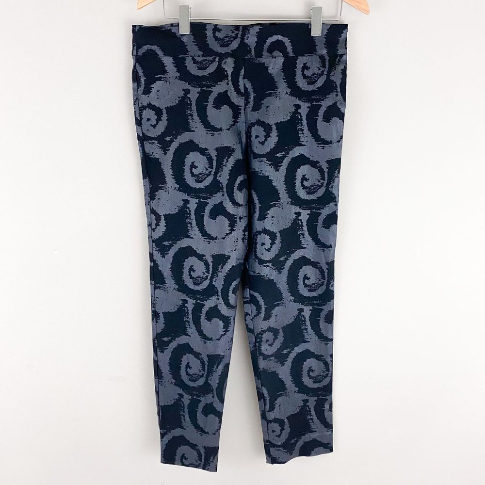 Krazy Larry Black Metallic Swirl Stretch Pull On Ankle Pants 16
